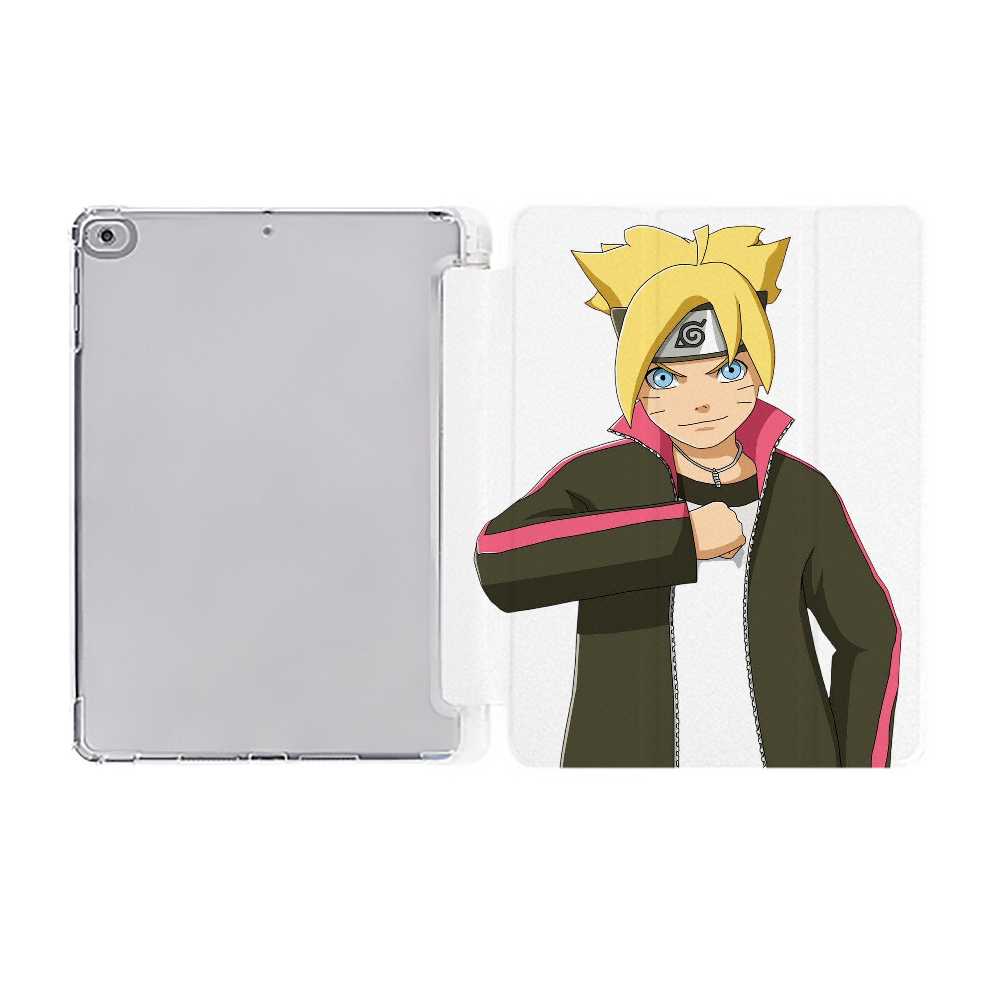 （画像用） NARUTO -ナルト- うずまき ボルト Uzumaki Boruto IPad ケース ペン収納付き 三つ折りスタンド PUレザー×シリコン 対応機種9.5/10.5/10.9インチ